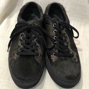 ALL SAINTS Low Top Round Toe Lace Up Sneaker - Black Leather mens size  8 (41)
